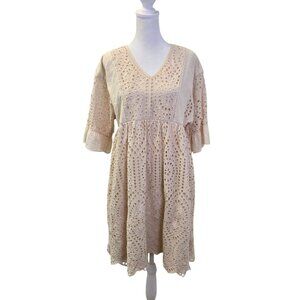 Roolee Falling for You Eyelet Boho Dress Size Medium